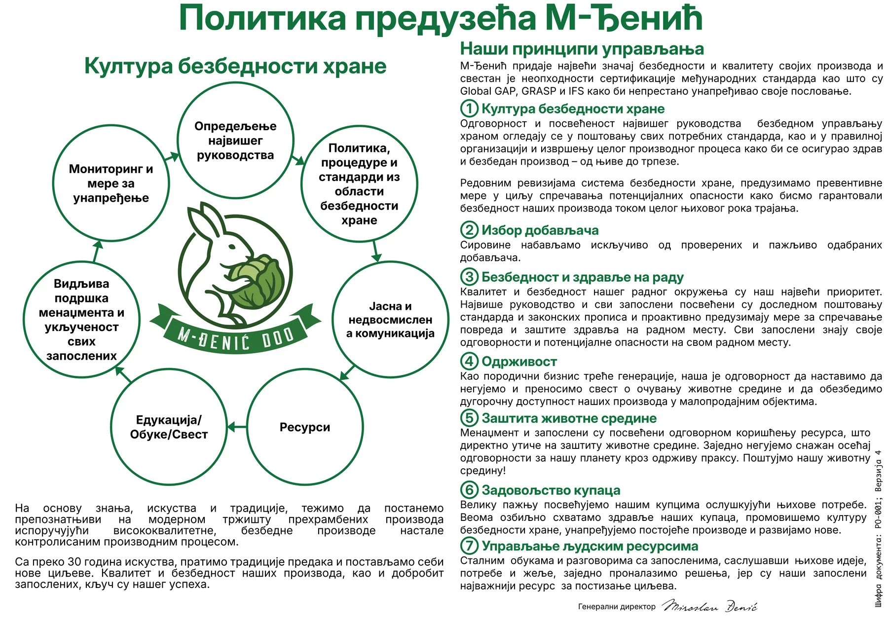 Politika kompanije M-Đenić